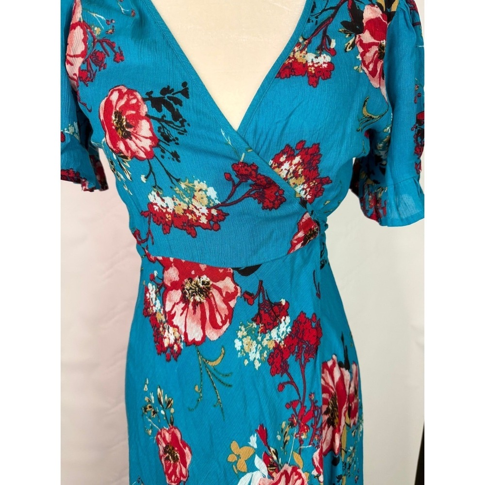 Turquoise Floral Print Wrap Around Maxi Band of Gypsies Summer Dress